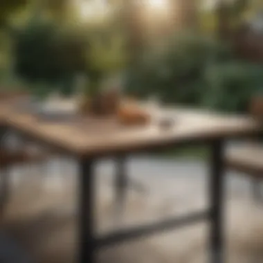 Premium Materials of the Oka Outdoor Table Close-up of the high-quality materials used in the Oka outdoor table