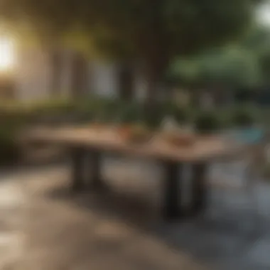 Elegant Lines of the Oka Outdoor Table Sleek design of the Oka outdoor table showcasing its elegant lines