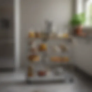Functional Layout of Skinny Kitchen Cart Functional layout of a skinny kitchen cart showcasing storage solutions