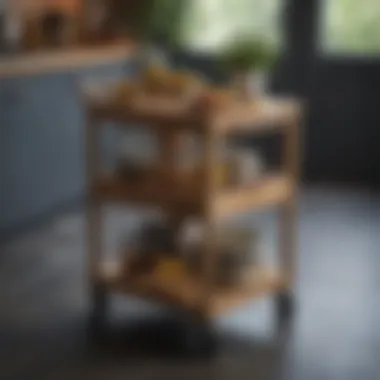 Stylish Wooden Skinny Kitchen Cart Stylish wooden skinny kitchen cart with decorative elements