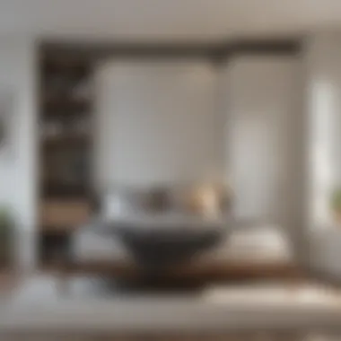 Modern Minimalist Murphy Bed in a Compact Space Modern and minimalist Murphy bed setup in a compact room