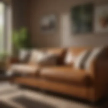 Color palette including a light brown couch