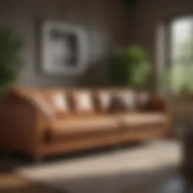 Stylish light brown couch in modern decor