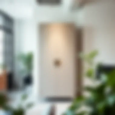 Metal cupboard with sleek design in a contemporary office space