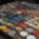 Showcase of various paint samples