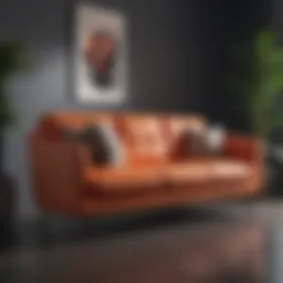 A stylish modern sofa featuring sleek lines and bold colors
