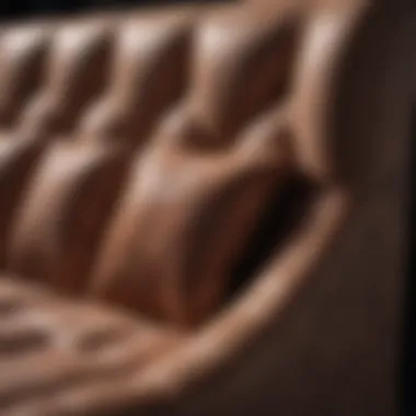 A close-up view of unique materials used in modern sofa upholstery
