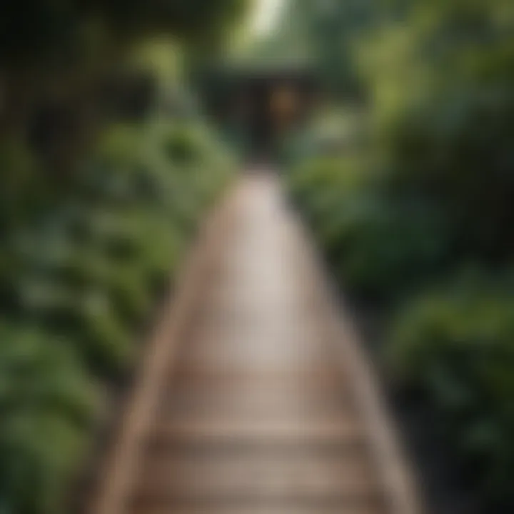 A beautifully designed wooden pathway enhancing garden aesthetics