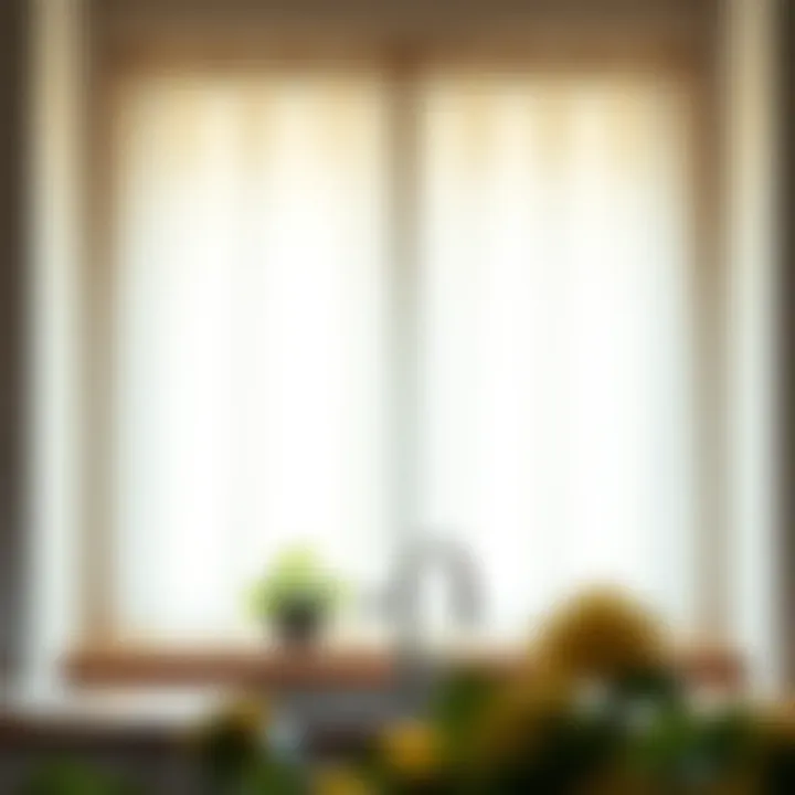 Bright Kitchen Window with Elegant Sheer Curtains Bright kitchen window showcasing elegant sheer curtains