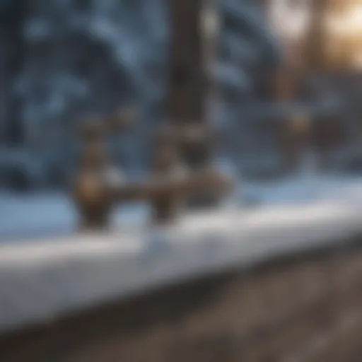 Insulated faucet cover in a winter setting