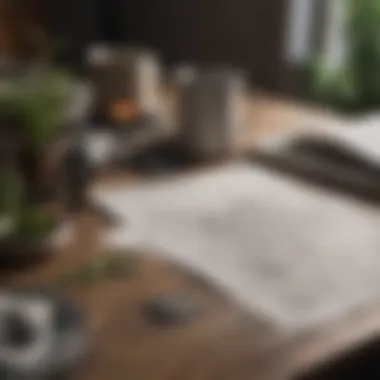 Blueprints and design plans on a table