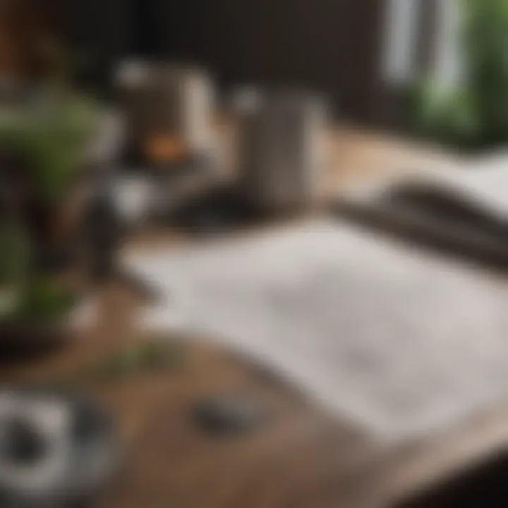 Blueprints and design plans on a table