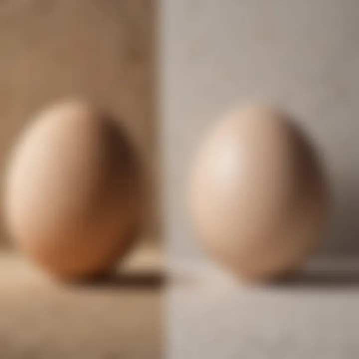Comparison of eggshell and matte finishes side by side, highlighting texture differences.