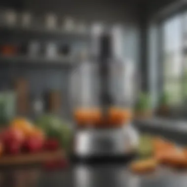 Versatile Kitchen Appliance Innovative design of a food processor and juicer combo showcasing versatility