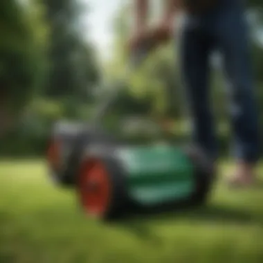 Manual lawn edger demonstrating traditional craftsmanship