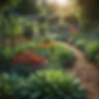 Diverse Plant Life in a Vegetable Garden A vibrant vegetable garden showcasing a variety of plants