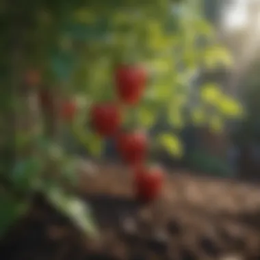 Lush pepper plants basking in sunlight in a garden