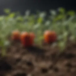 Vibrant pepper seedlings emerging from the soil