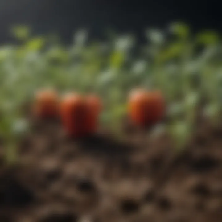 Vibrant pepper seedlings emerging from the soil