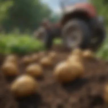 Nutrient-rich soil with organic fertilizers for potatoes