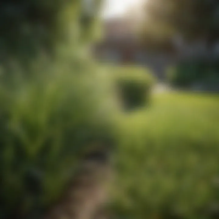 Different grass types in a well-maintained yard