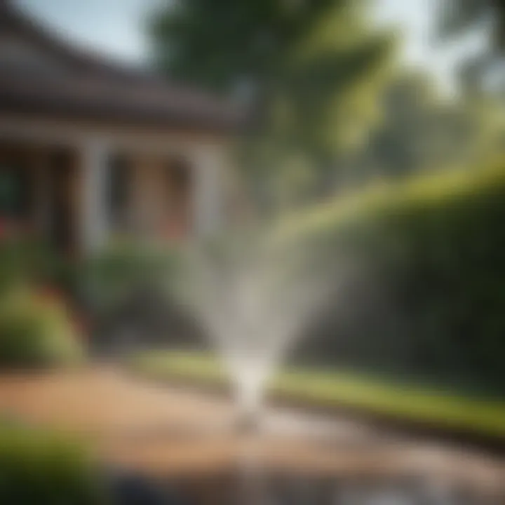 A sprinkler system efficiently watering a garden