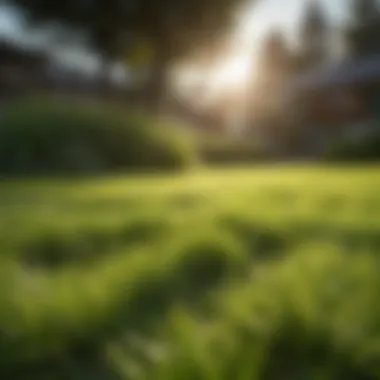 Morning Sunlight on Lawn A lush green lawn under morning sunlight