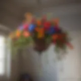 Vibrant hanging flower basket with mixed blooms