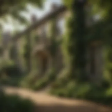 Historical British Architecture Historical architecture of a British house surrounded by lush greenery.