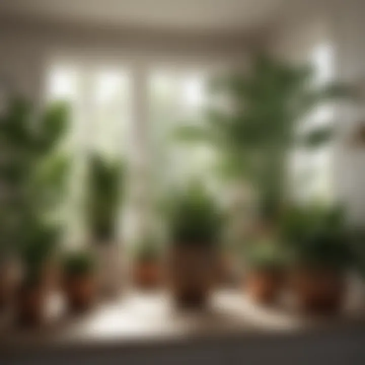 A variety of popular house plants displayed beautifully