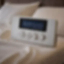 Close-up of Sleep Number bed control panel showing settings options.
