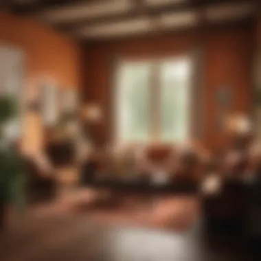 Warm color palette in a country living space