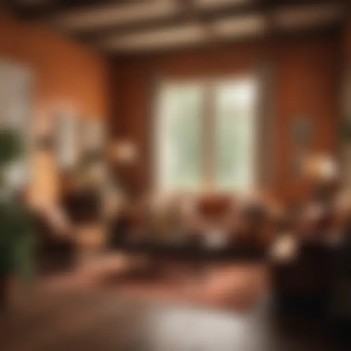 Warm color palette in a country living space