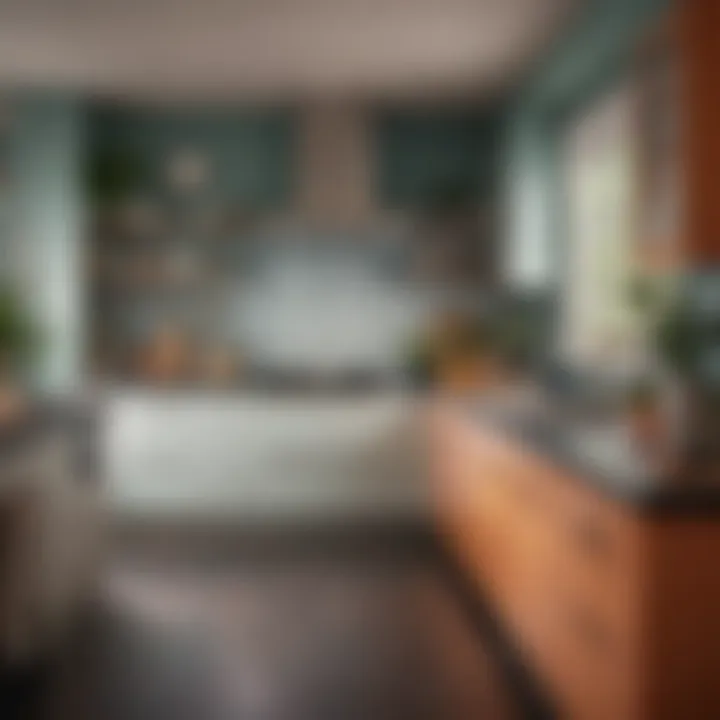 Creative use of color and texture above cabinets in a contemporary kitchen