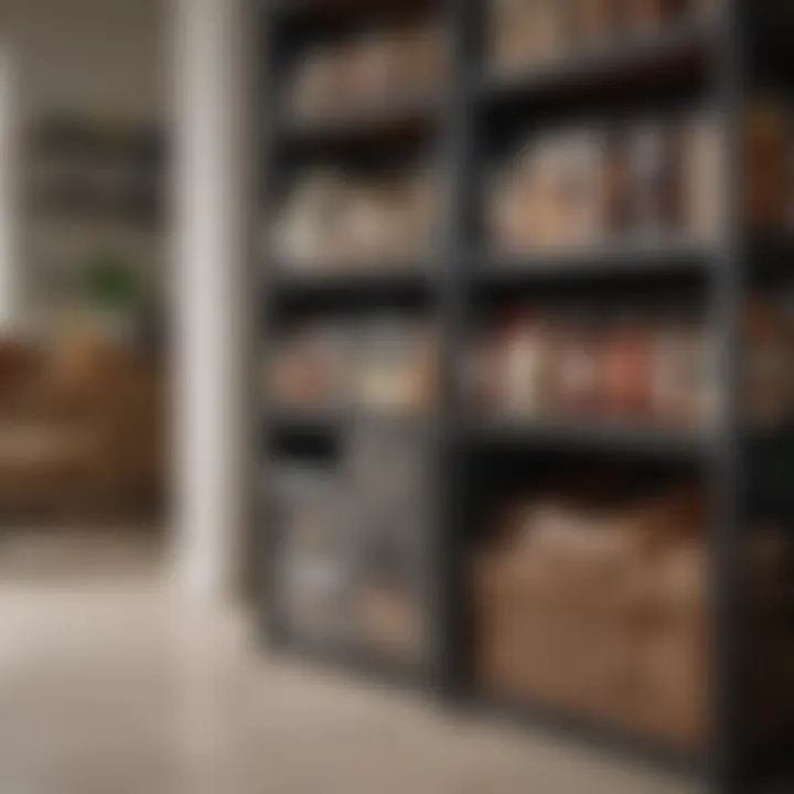A variety of storage solutions including baskets and bins