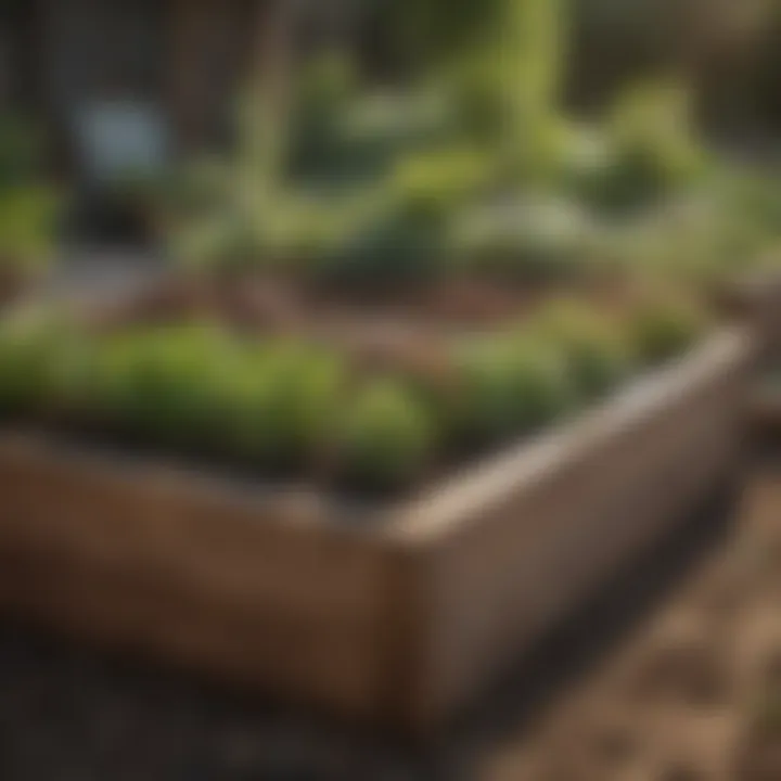 Raised garden bed filled with freshly mixed soil