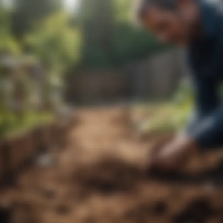 Gardener measuring soil components