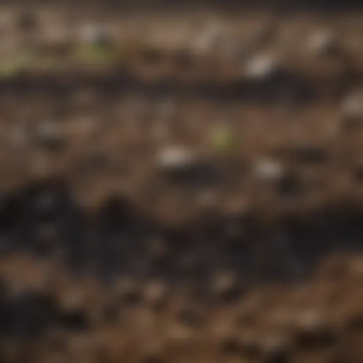Close-up of soil texture and moisture