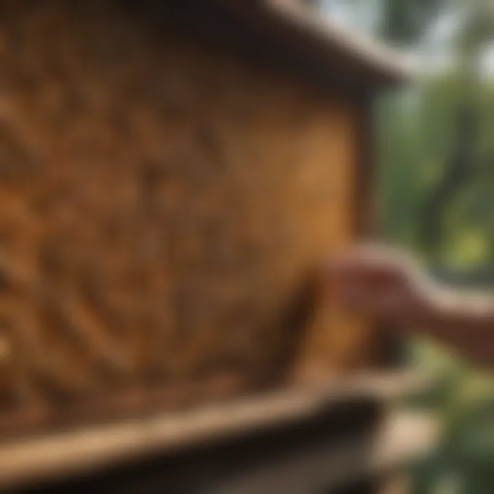 Inspection of a beehive with healthy bee activity