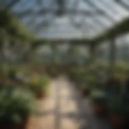 A beautifully constructed greenhouse showcasing different types of plants