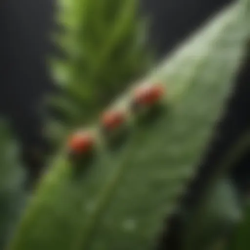 Close-up of aphids on a houseplant leaf