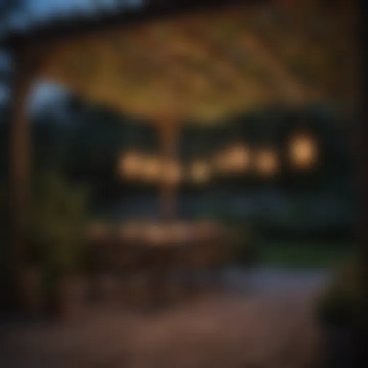 Ambient lanterns placed strategically around a pergola for evening gatherings