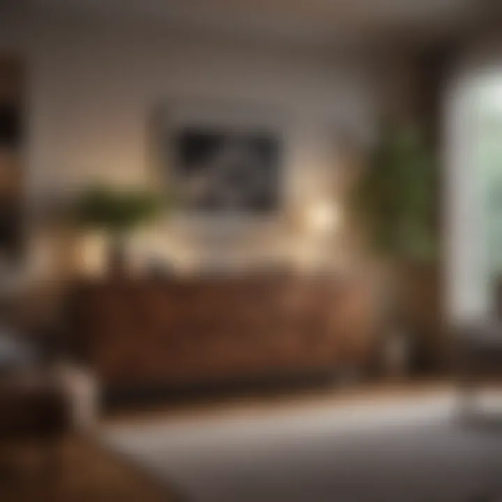 Cozy living room ambiance created by cabinet lighting
