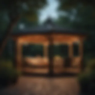 Cozy Outdoor Gathering in Gazebo Cozy outdoor gathering under a beautifully lit gazebo