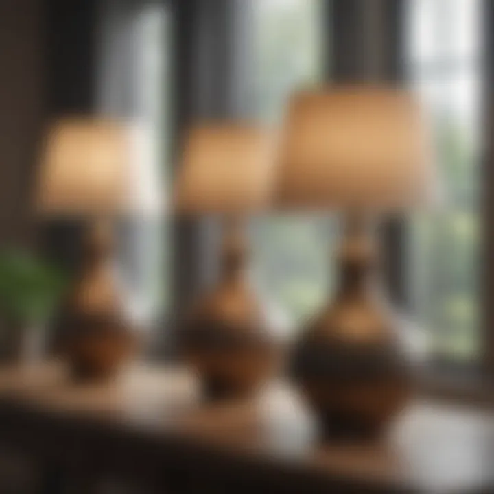 Natural light streaming in through large windows complemented by stylish table lamps.