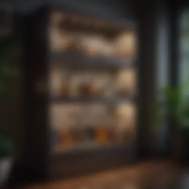 Stylish cabinet with integrated LED lighting showcasing collectibles