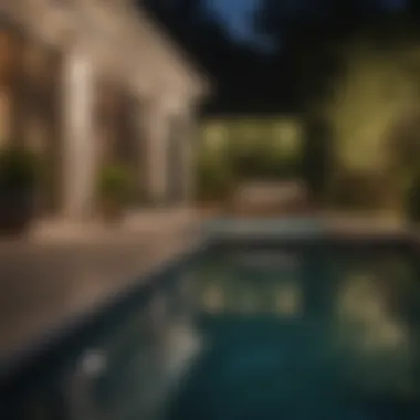 Pool lights installed along the poolside enhancing ambiance
