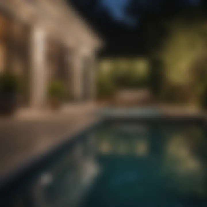 Pool lights installed along the poolside enhancing ambiance