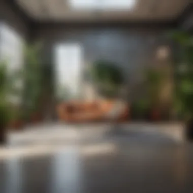 Stylish Indoor Decor with Blooming Plants A beautifully arranged indoor space featuring various blooming plants integrated into decor.