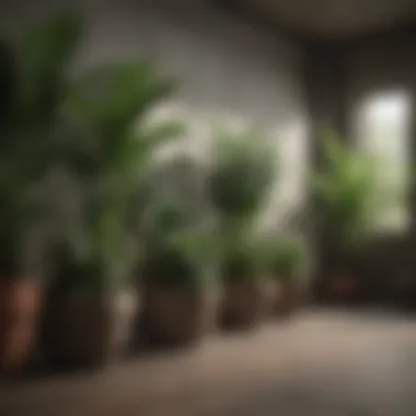 An array of decorative indoor plants in a modern setting.